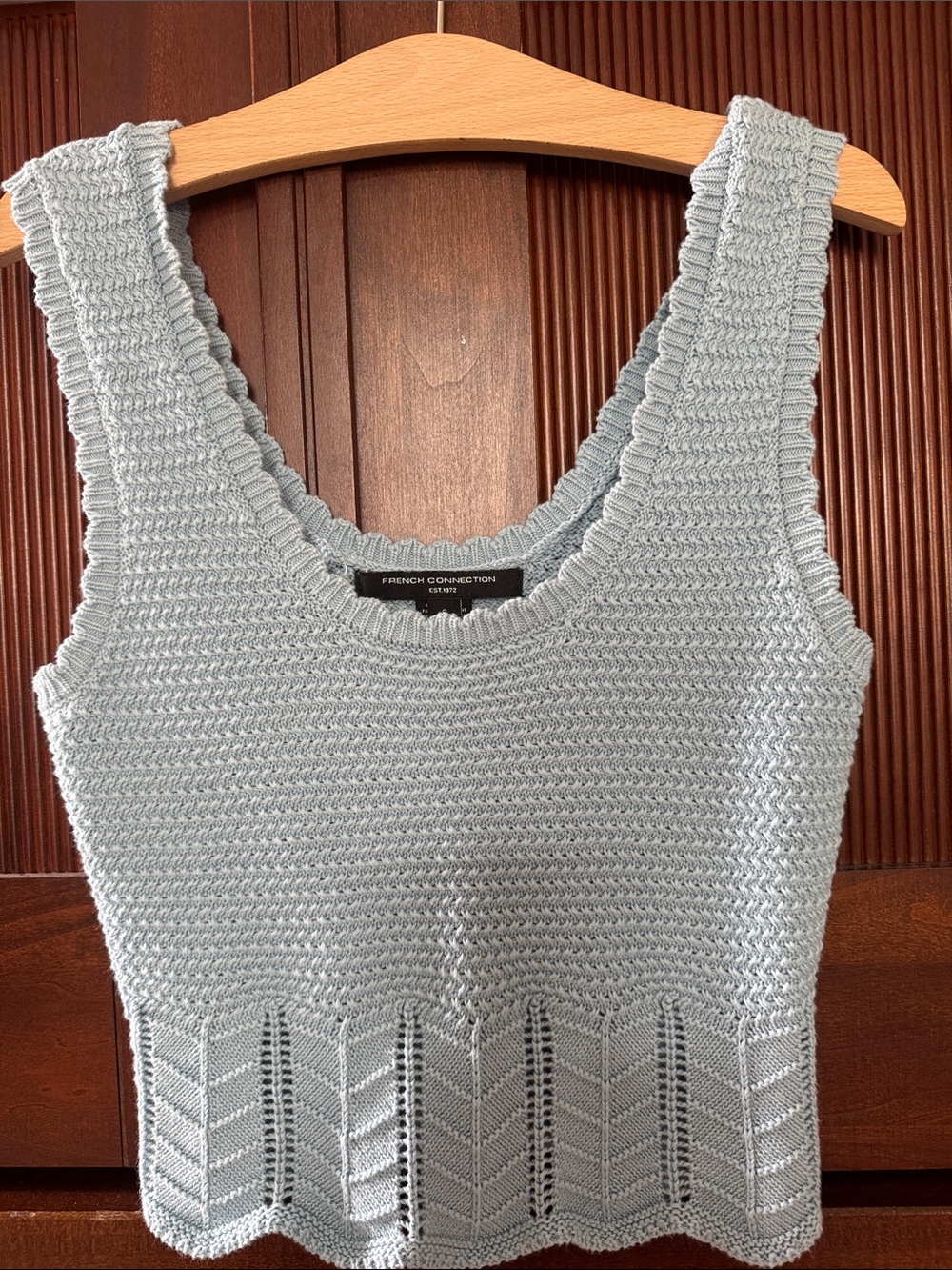 French Connection Pale Blue Cropped Knit Tank Top